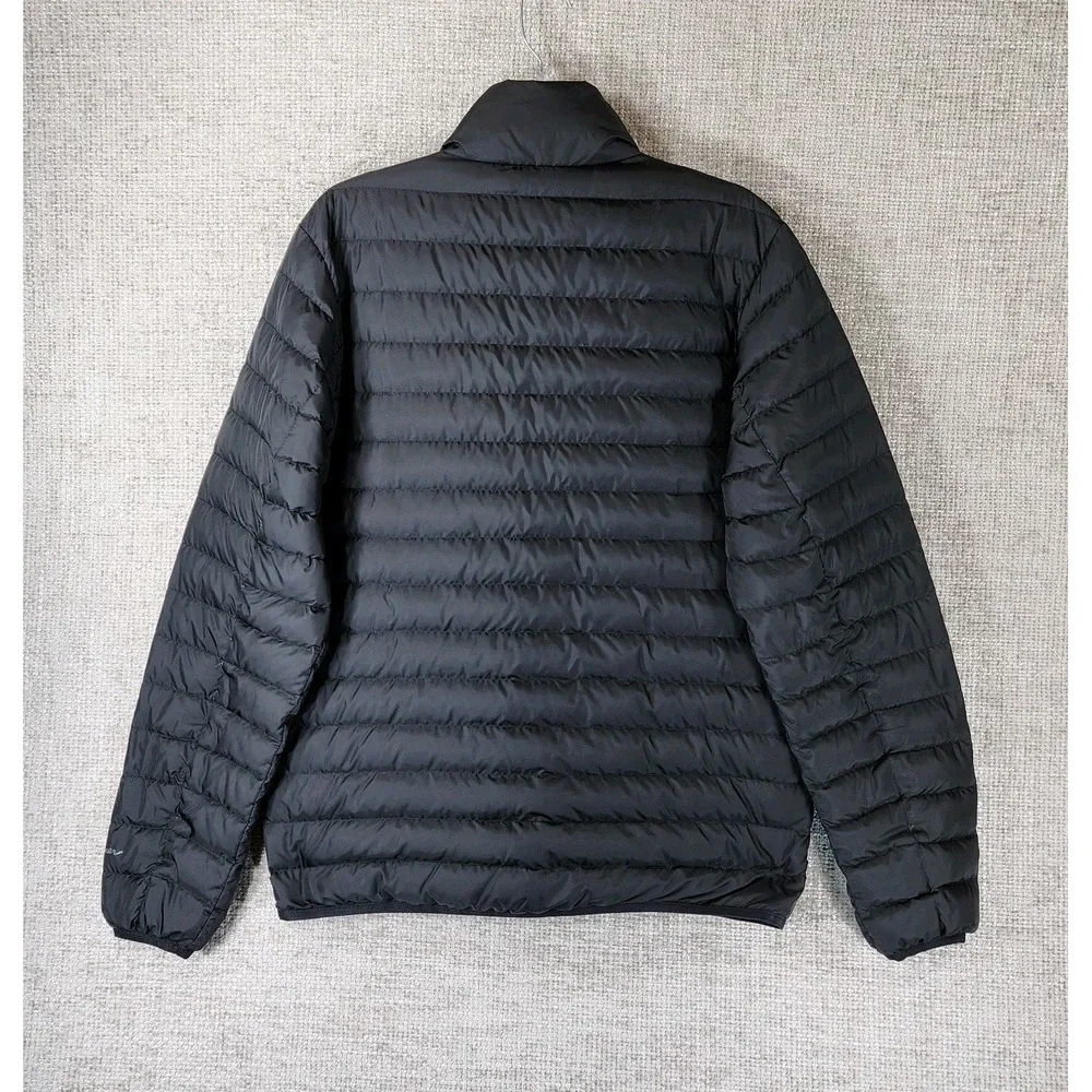 Eddie Bauer Goose Down Puffer Jacket Mens M Black EB650 Chest Pocket Nice!